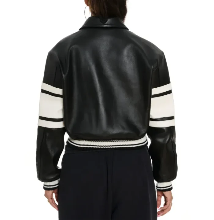AVIREX CROPPED BLACK ICON LEATHER JACKET