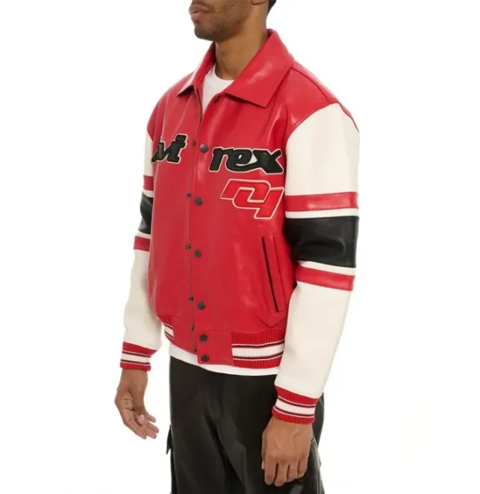 AVIREX LEGEND LEATHER JACKET RED, BLACK & WHITE