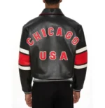 Avirex Chicago USA Leather Jacket Black & Red