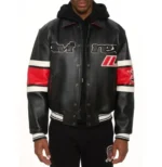 Avirex Chicago USA Leather Jacket Black & Red
