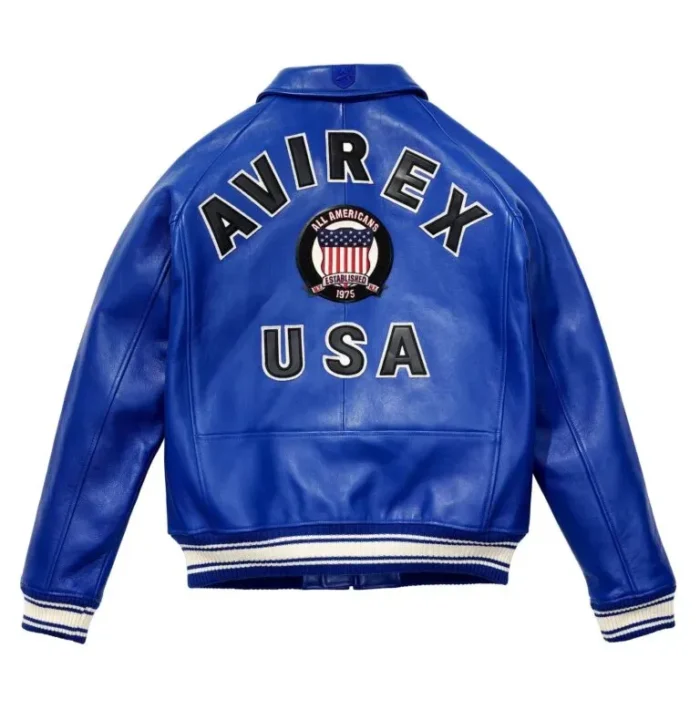 Avirex Leather Jacket Cobalt