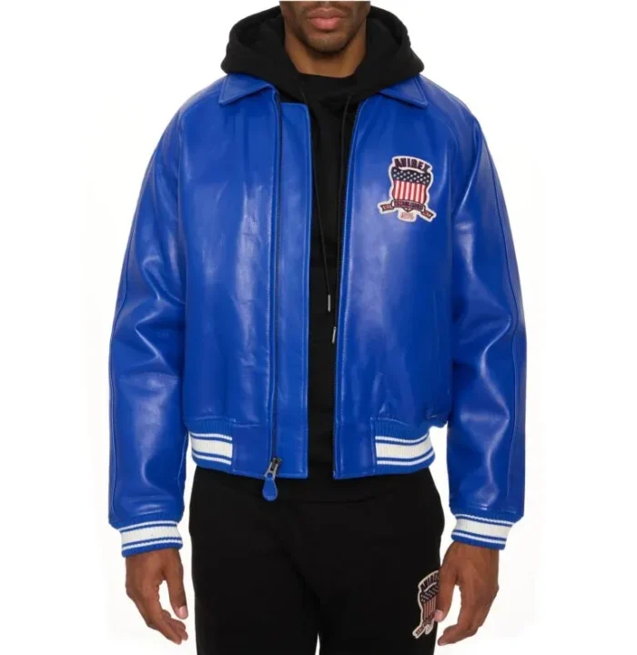 Avirex Leather Jacket Cobalt
