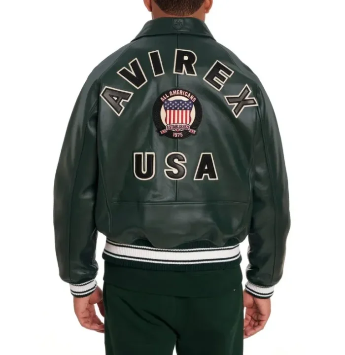 Avirex Leather Jacket Hunter Green