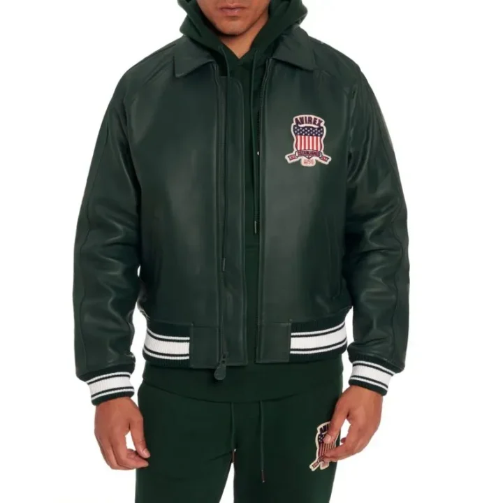 Avirex Leather Jacket Hunter Green