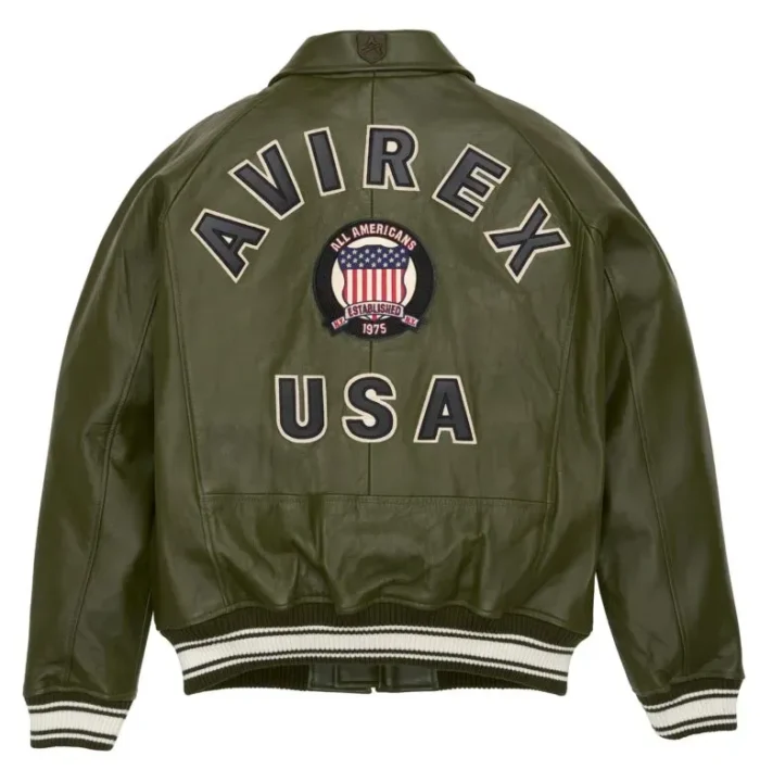 Avirex Leather Jacket Olive