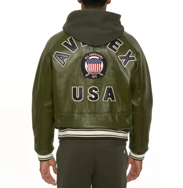 Avirex Leather Jacket Olive