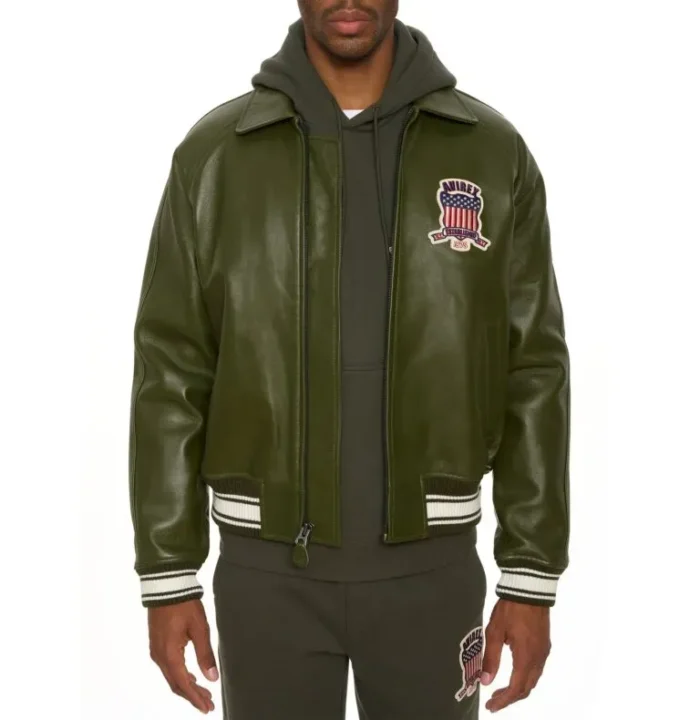 Avirex Leather Jacket Olive