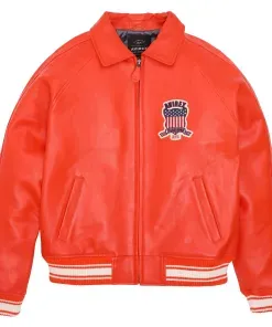 Avirex Leather Jacket Orange