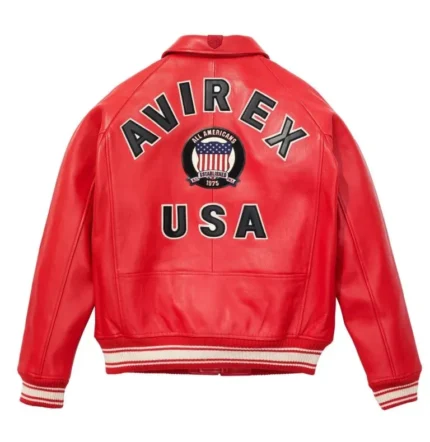 Avirex Leather Jacket Salvage Red