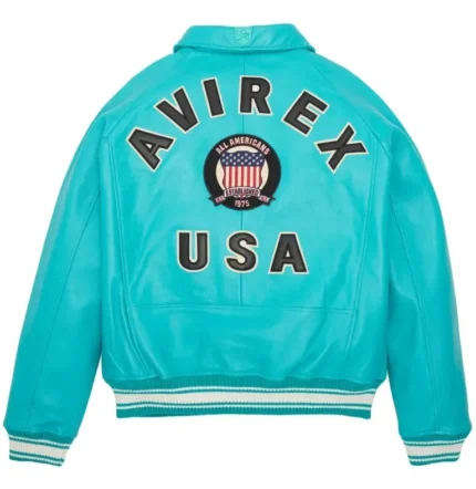 Avirex Leather Jacket Turquoise