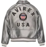 Avirex Metallic Silver Leather Jacket