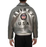 Avirex Metallic Silver Leather Jacket
