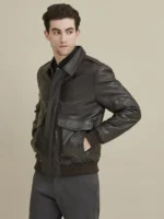 B N T Lthr Bomber Wflag Print Lining Wobrn