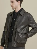 B N T Lthr Bomber Wflag Print Lining Wobrn