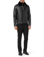 BILLIONAIRE LEATHER BLOUSON WITH FUR COLLAR CREST