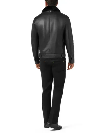 BILLIONAIRE LEATHER BLOUSON WITH FUR COLLAR CREST