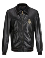 BILLIONAIRE LEATHER BOMBER CREST