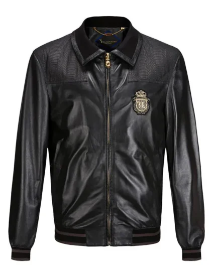 BILLIONAIRE LEATHER BOMBER CREST