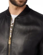 BILLIONAIRE LEATHER BOMBER MEMBERS ONLY