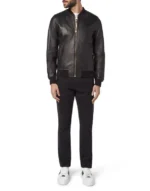 BILLIONAIRE LEATHER BOMBER MEMBERS ONLY