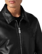 BILLIONAIRE LEATHER BOMBER WITH PYTONE INSERTS