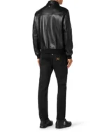 BILLIONAIRE LEATHER BOMBER WITH PYTONE INSERTS