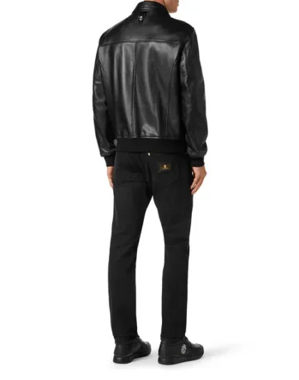 BILLIONAIRE LEATHER BOMBER WITH PYTONE INSERTS