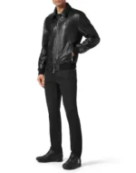 BILLIONAIRE LEATHER BOMBER WITH PYTONE INSERTS