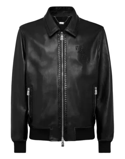 BILLIONAIRE LEATHER BOMBER WITH PYTONE INSERTS
