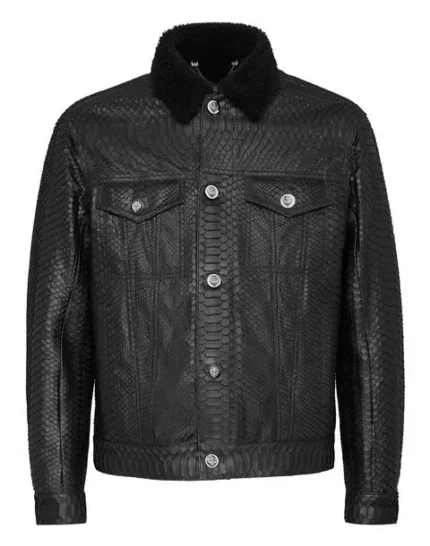 BILLIONAIRE LEATHER JACKET WITH PYTHON LUXURY