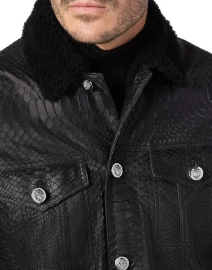 BILLIONAIRE LEATHER JACKET WITH PYTHON LUXURY
