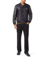 BILLIONAIRE PYTHON LEATHER MIX BOMBER