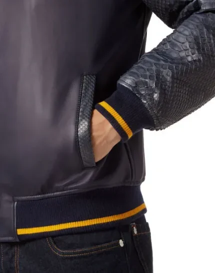 BILLIONAIRE PYTHON LEATHER MIX BOMBER
