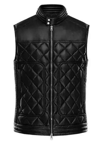 Bomber style stylish leather vest