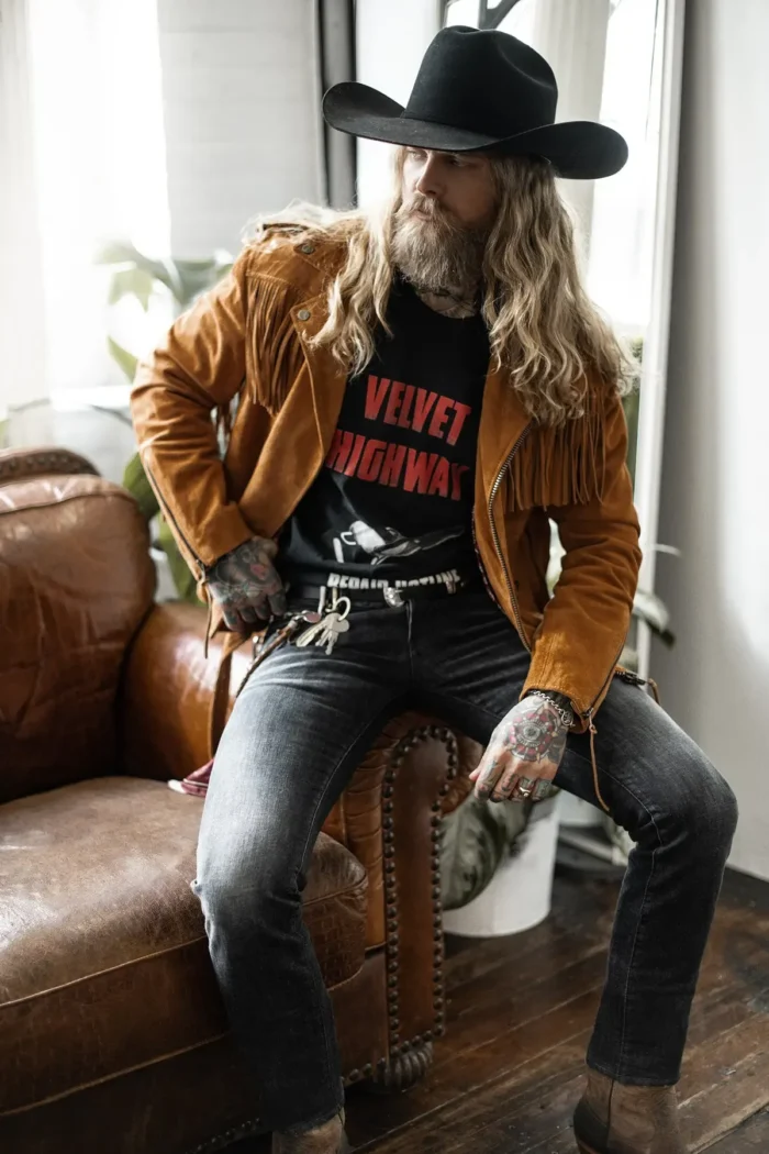 Brown Fringe Suede Leather Jacket Men