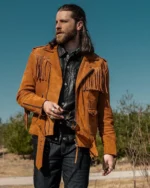 Brown Fringe Suede Leather Jacket Men