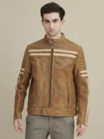 Carl Moto Jacket with Chest Stripe