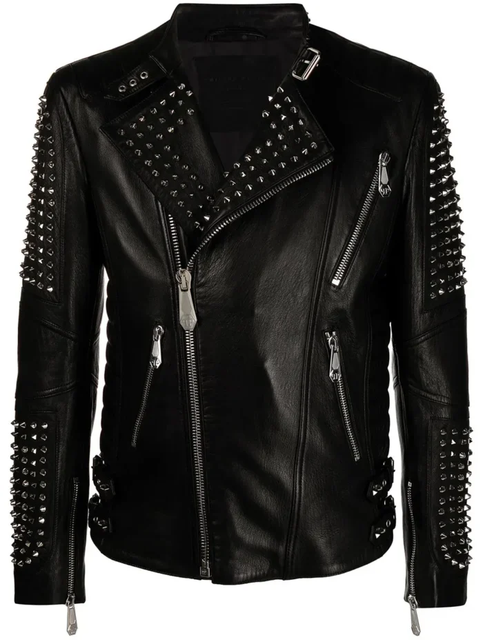 Casual Men’s Stud Leather Jacket