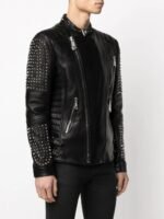 Casual Men’s Stud Leather Jacket