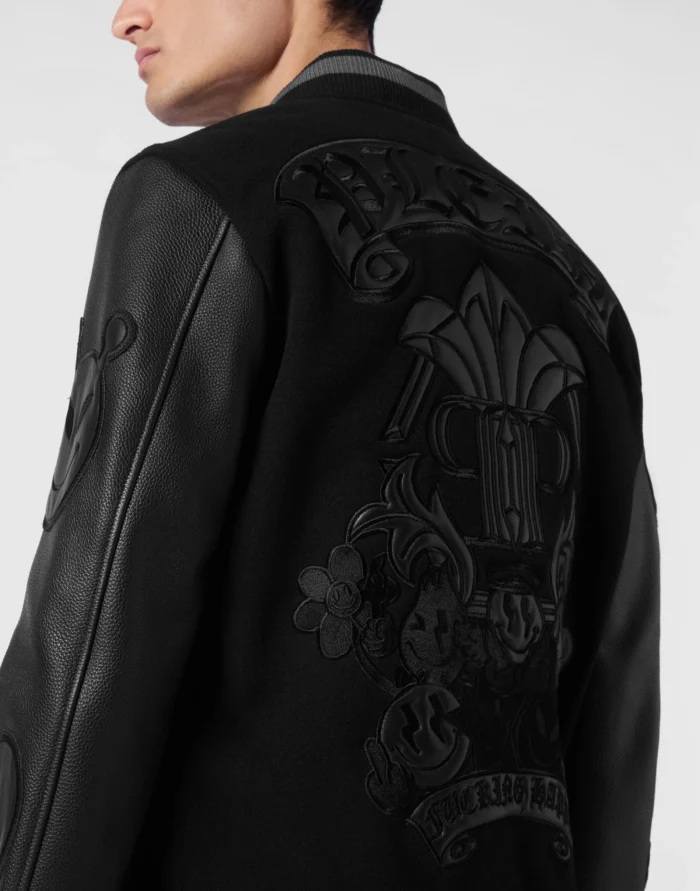 College Wool Bomber LS Smile