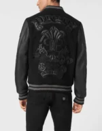 College Wool Bomber LS Smile