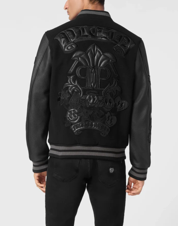 College Wool Bomber LS Smile
