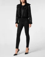 Crystal Shearling Cropped Jacket