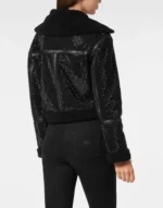 Crystal Shearling Cropped Jacket