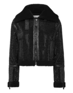 Crystal Shearling Cropped Jacket