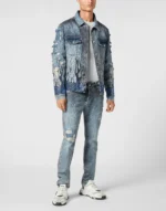 Denim Oversize Jacket LS Strass Flame