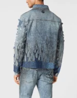 Denim Oversize Jacket LS Strass Flame
