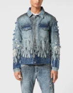 Denim Oversize Jacket LS Strass Flame