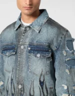 Denim Oversize Jacket LS Strass Flame