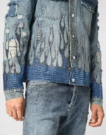Denim Oversize Jacket LS Strass Flame